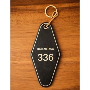 Balenciaga Hotel Key Tag Leather Keychain